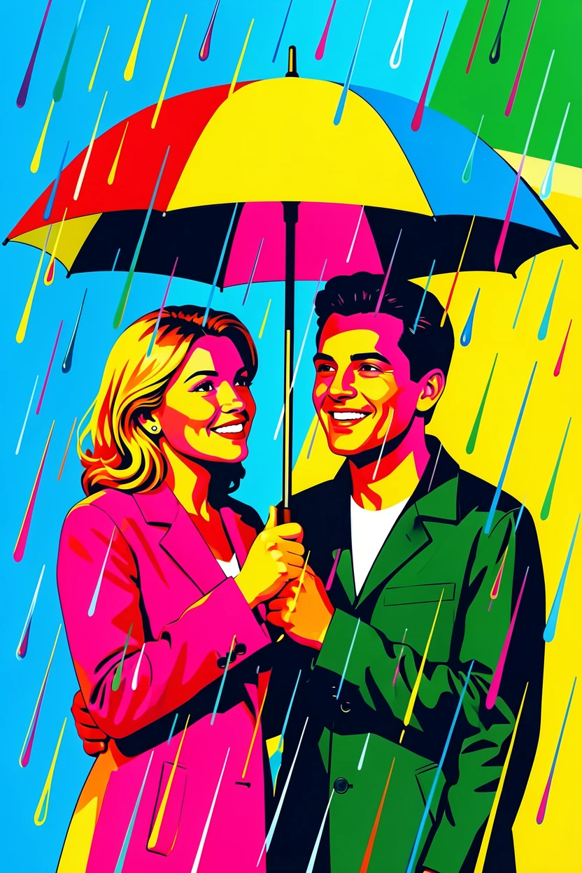 Couple sharing an umbrella in the rain