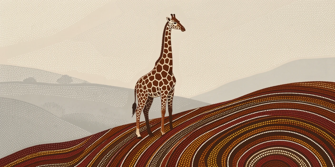 A lone giraffe standing on a misty hillside
