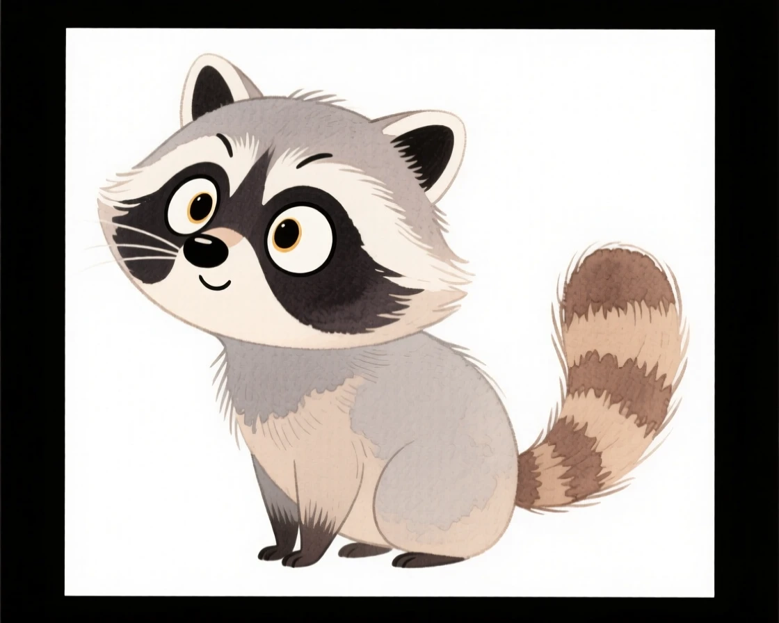 A raccoon tilting its head with a curious expression