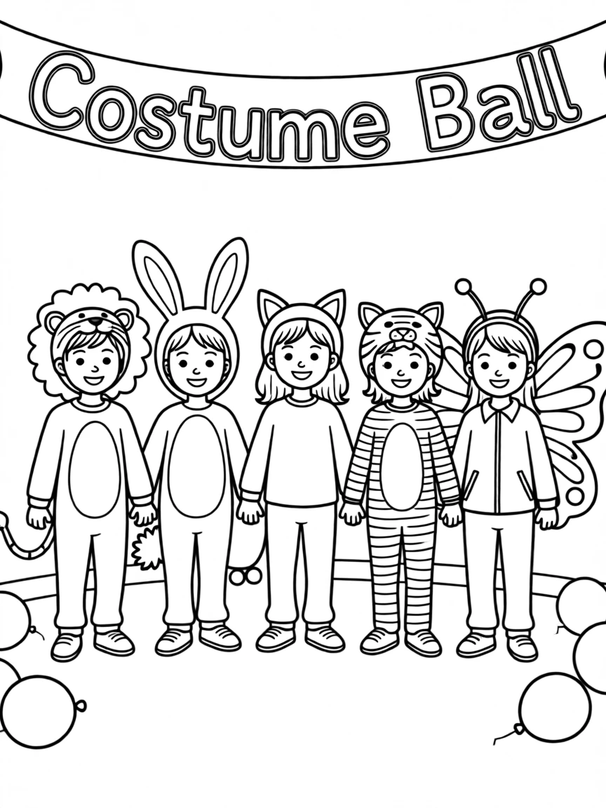 A costume ball with children dressed as their favorite animals