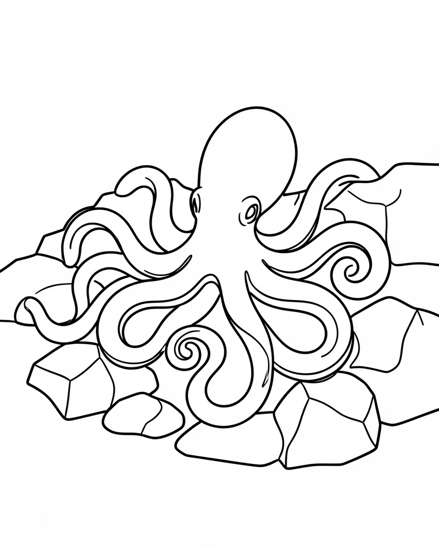 An octopus camouflaged among the rocks of a tide pool