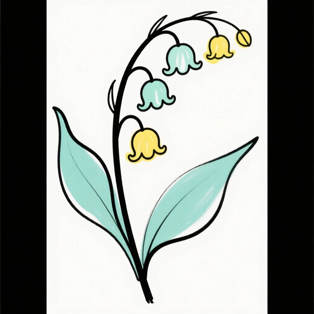 A single stem of lily of the valley
