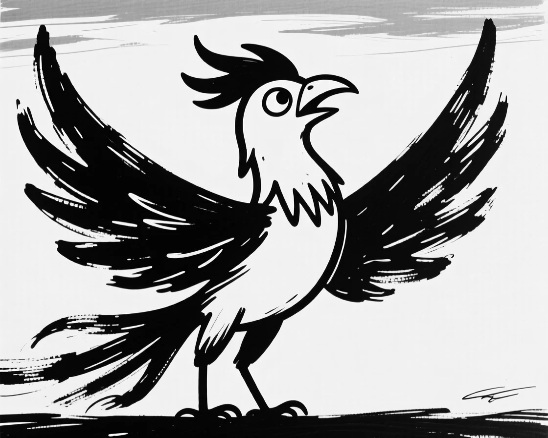 A phoenix rising in a burst of fiery feathers against a twilight sky.