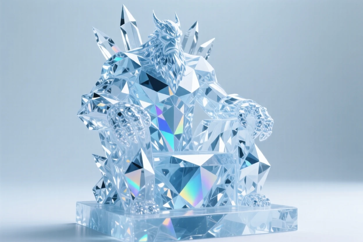 A frost giant's ice throne carved from a single massive glacier.