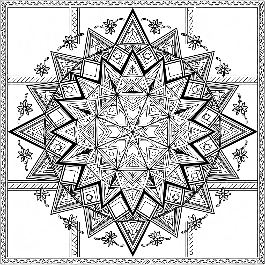 A mandala of nested triangles forming a pyramid-like optical pattern.