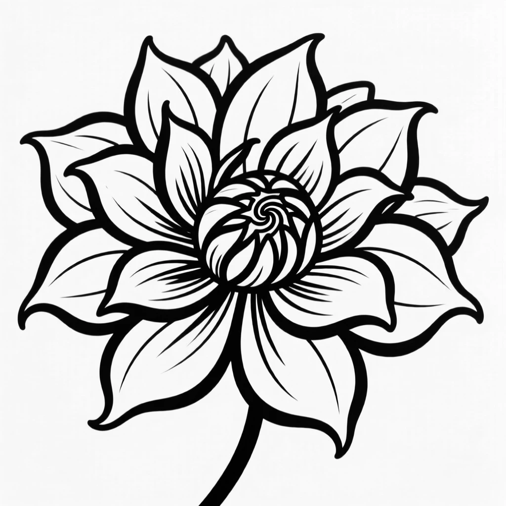 A single dahlia flower with perfectly layered spiral petals.