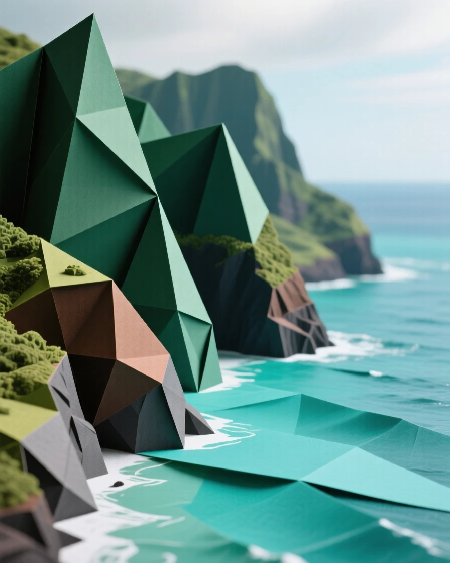 The dramatic Na Pali Coast cliffs rising from turquoise Hawaiian waters.