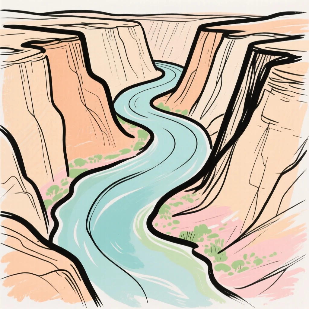 A canyon carved by a winding river