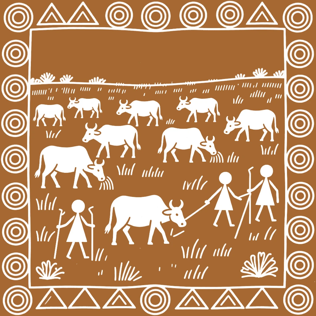 A herd of grazing cattle wandering across an open grassland.