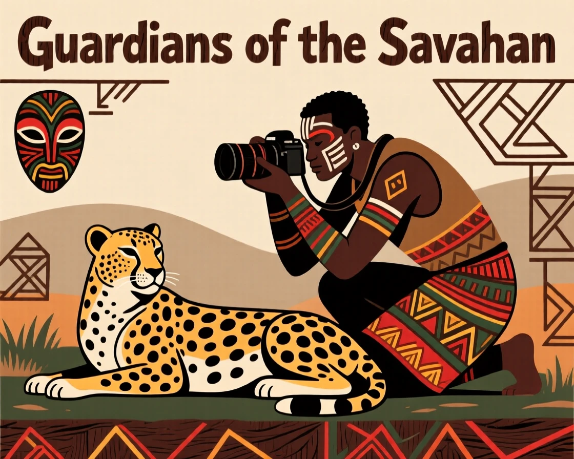 A photographer crouched low to capture a resting cheetah.