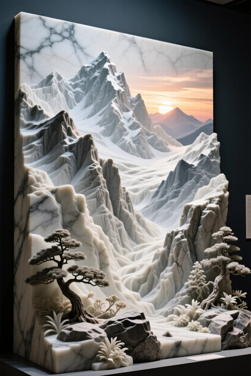 A sweeping, cinematic composition of a dramatic mountain range at sunrise, capturing the raw beauty of the natural world
