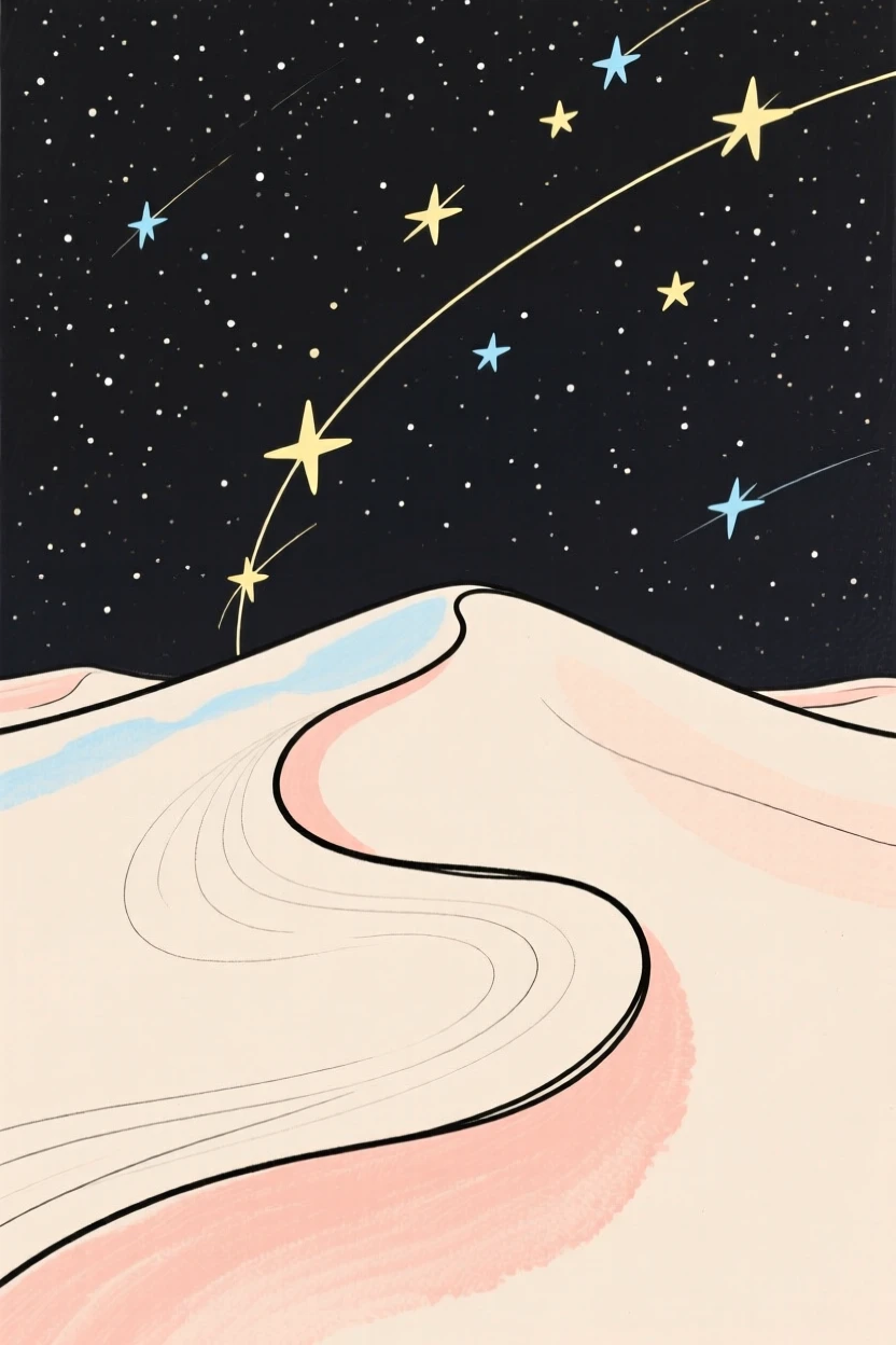 A desert dune under a starry sky