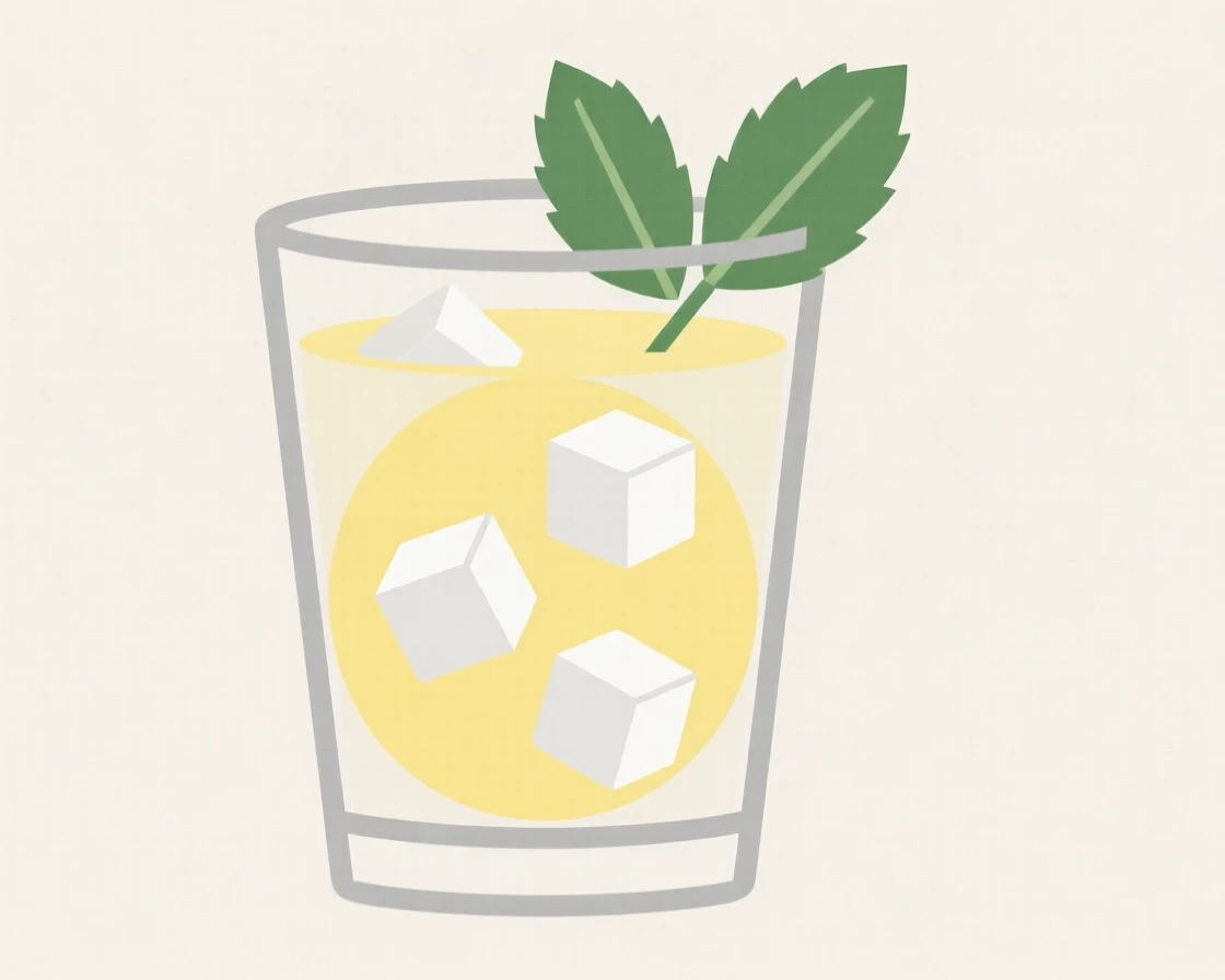 A glass of iced lemonade with mint leaves
