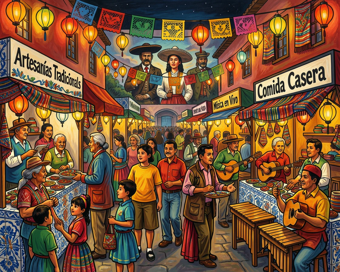 A group exploring a bustling night market lit by lanterns