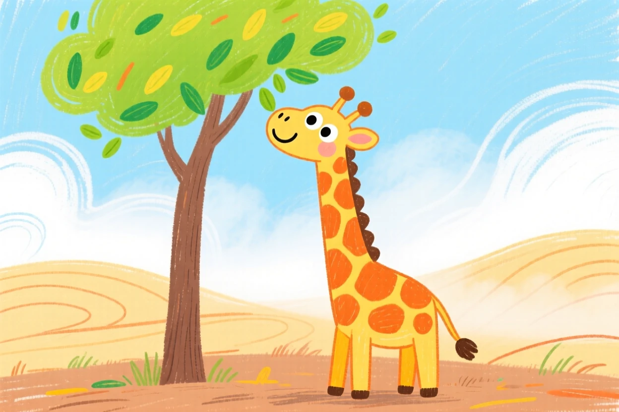 A giraffe reaching for treetop leaves as the morning mist rises over the savanna.