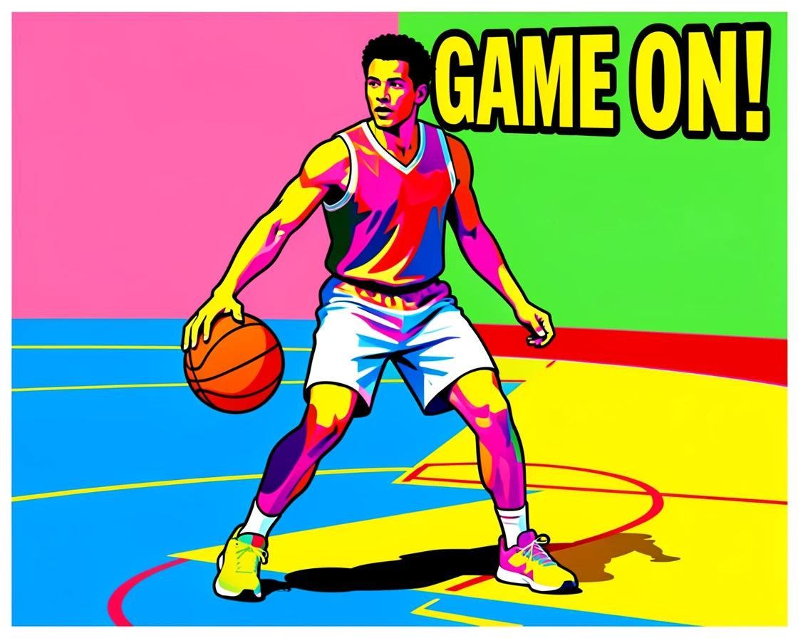 Man playing basketball on an outdoor court