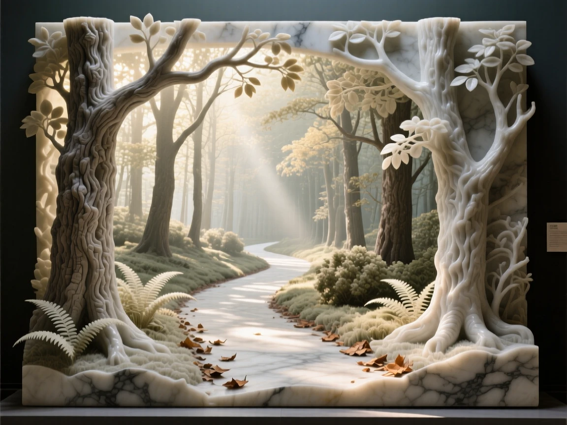 A sweeping, cinematic composition of a quiet forest path dappled with sunlight, capturing the raw beauty of the natural world