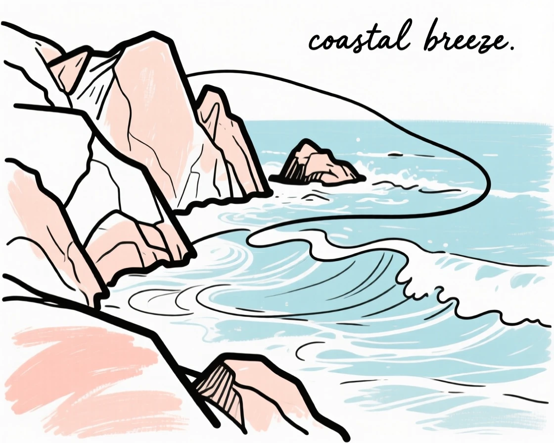 A rocky coastline battered by waves
