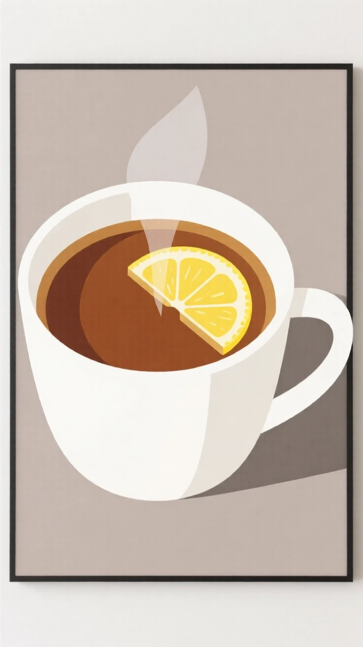 A cup of hot tea with a slice of lemon