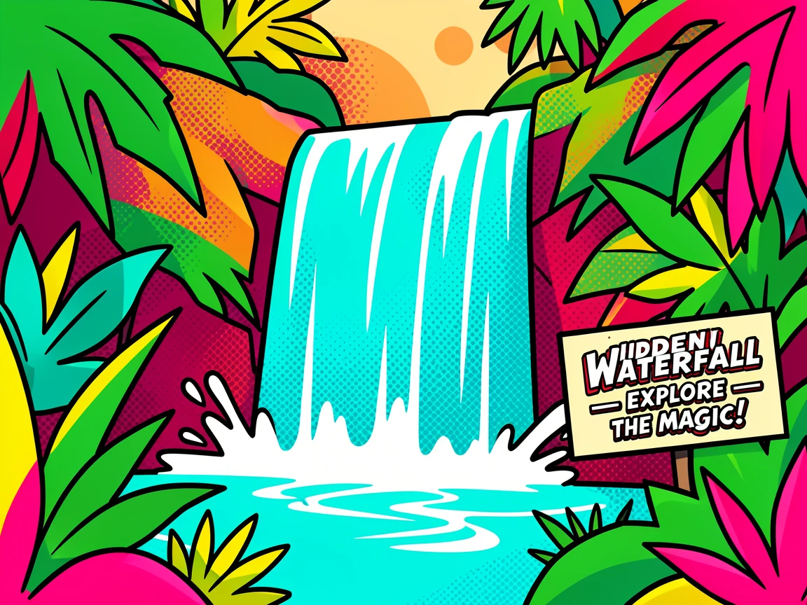 A hidden waterfall discovered deep in a tropical jungle