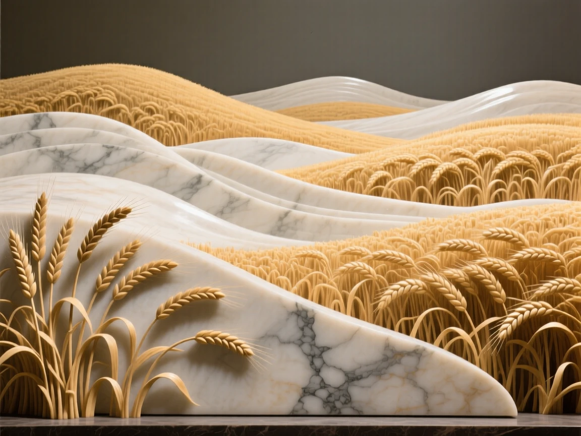 A sweeping, cinematic composition of rolling hills covered in golden wheat, capturing the raw beauty of the natural world