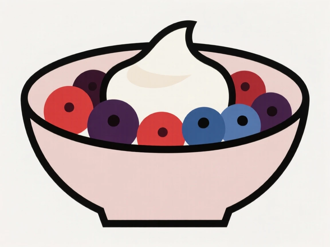 A bowl of mixed berries with cream