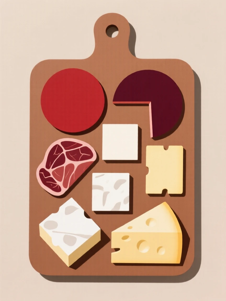 A charcuterie board with meats and cheeses