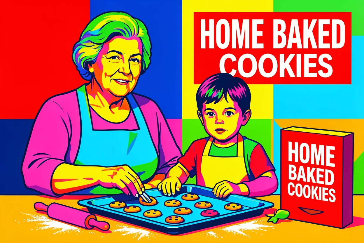 Grandmother baking cookies with her grandchild