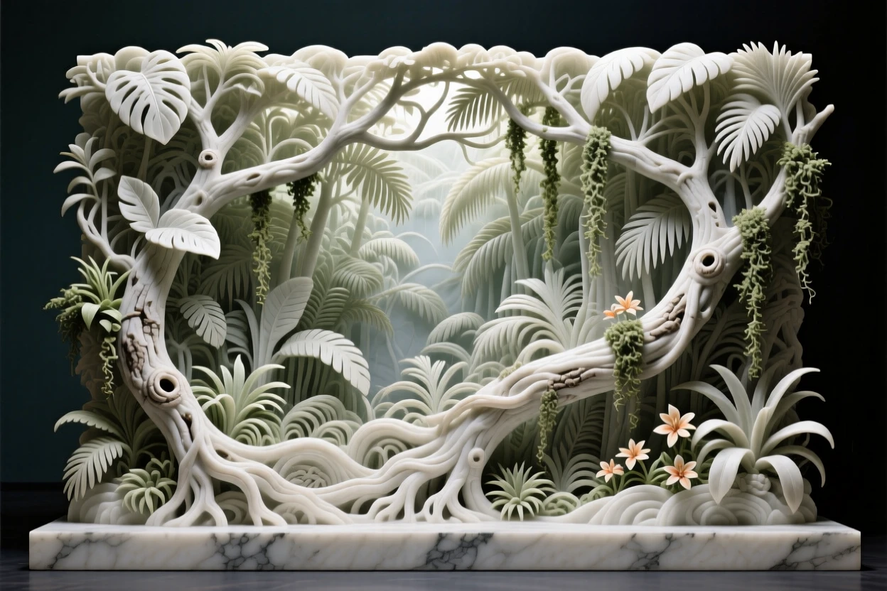 A sweeping, cinematic composition of a lush tropical rainforest canopy, capturing the raw beauty of the natural world