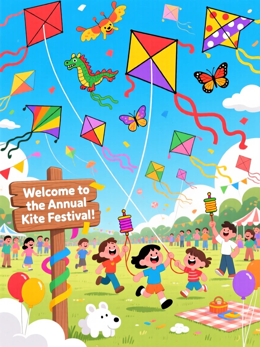 A kite festival with hundreds of kites filling the sky.