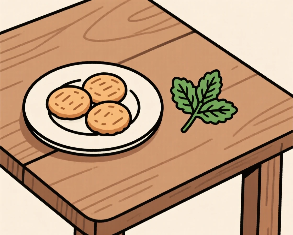 A homemade batch of fresh cookies cooling near a sprig of mint on a mountain cabin table, expressing warm comfort.