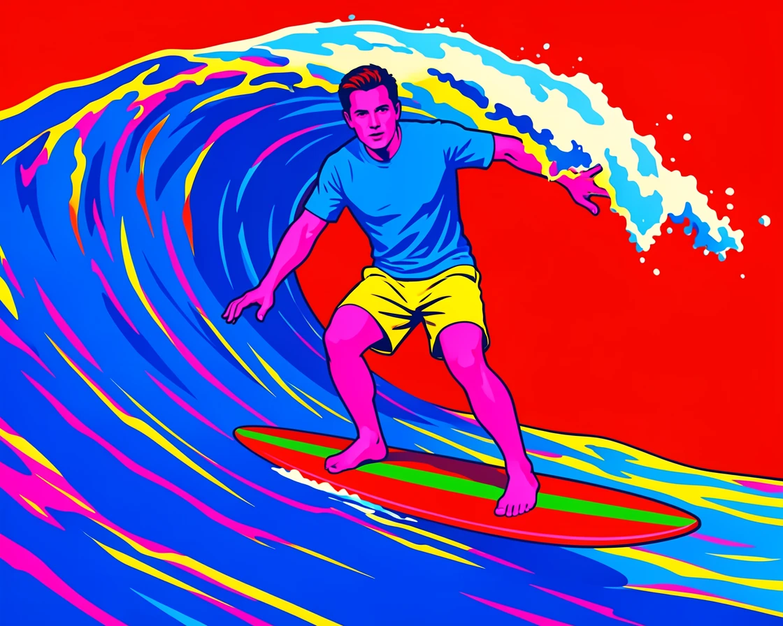 Man surfing a large ocean wave