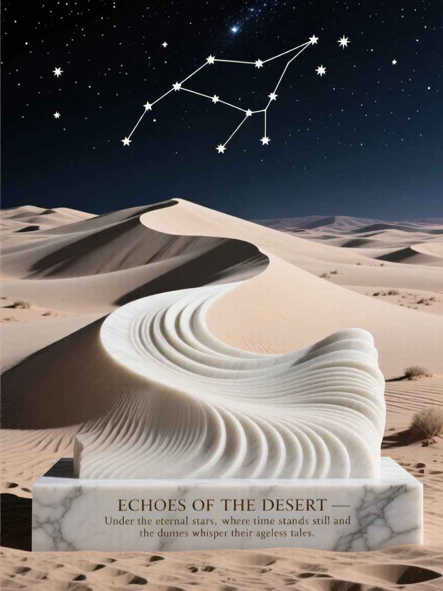 A sweeping, cinematic composition of a desert dune landscape under a starry sky, capturing the raw beauty of the natural world