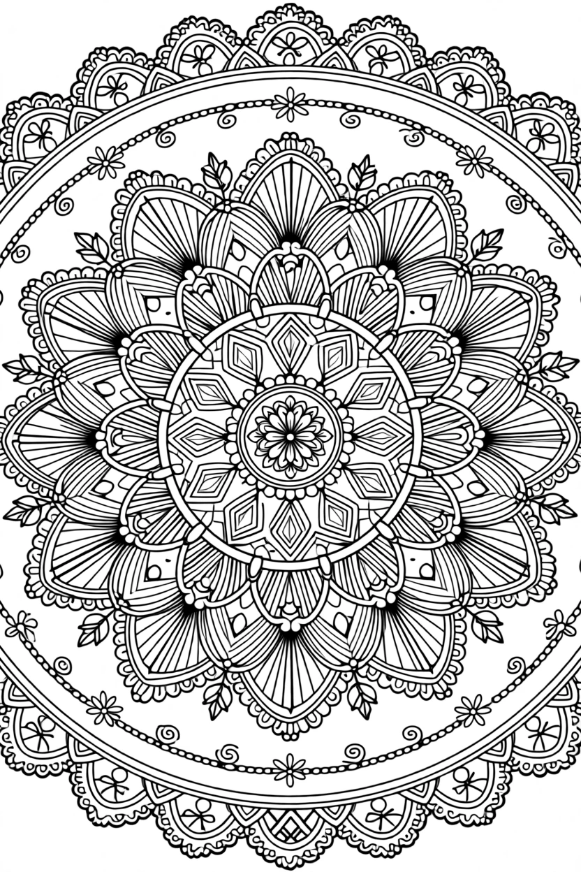 A mandala built from layered lace doily patterns.
