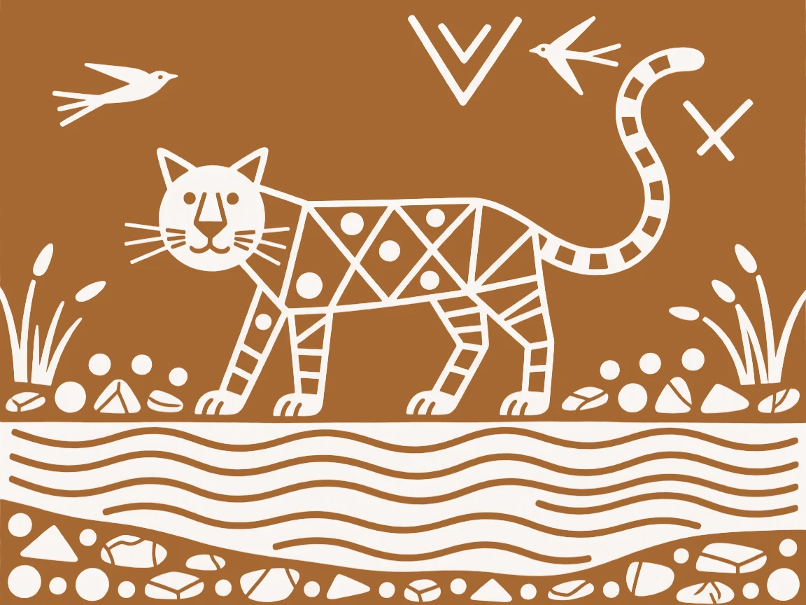 A lone tiger standing at the edge of a lake.
