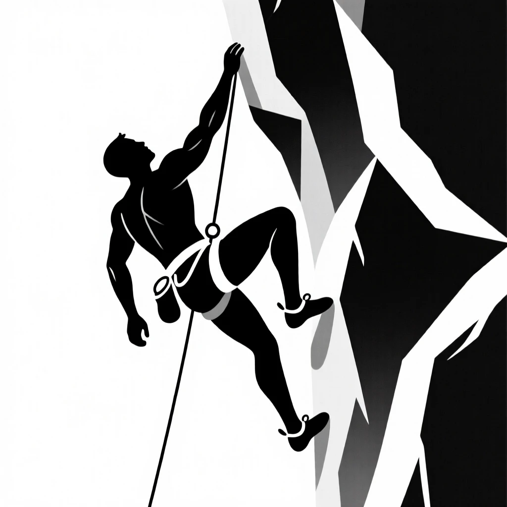 A rock climber free-climbing a sheer rock face.