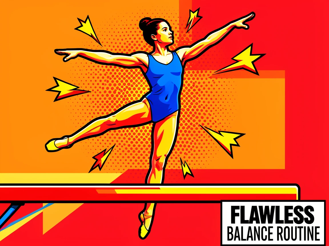 A gymnast performing a flawless balance beam routine
