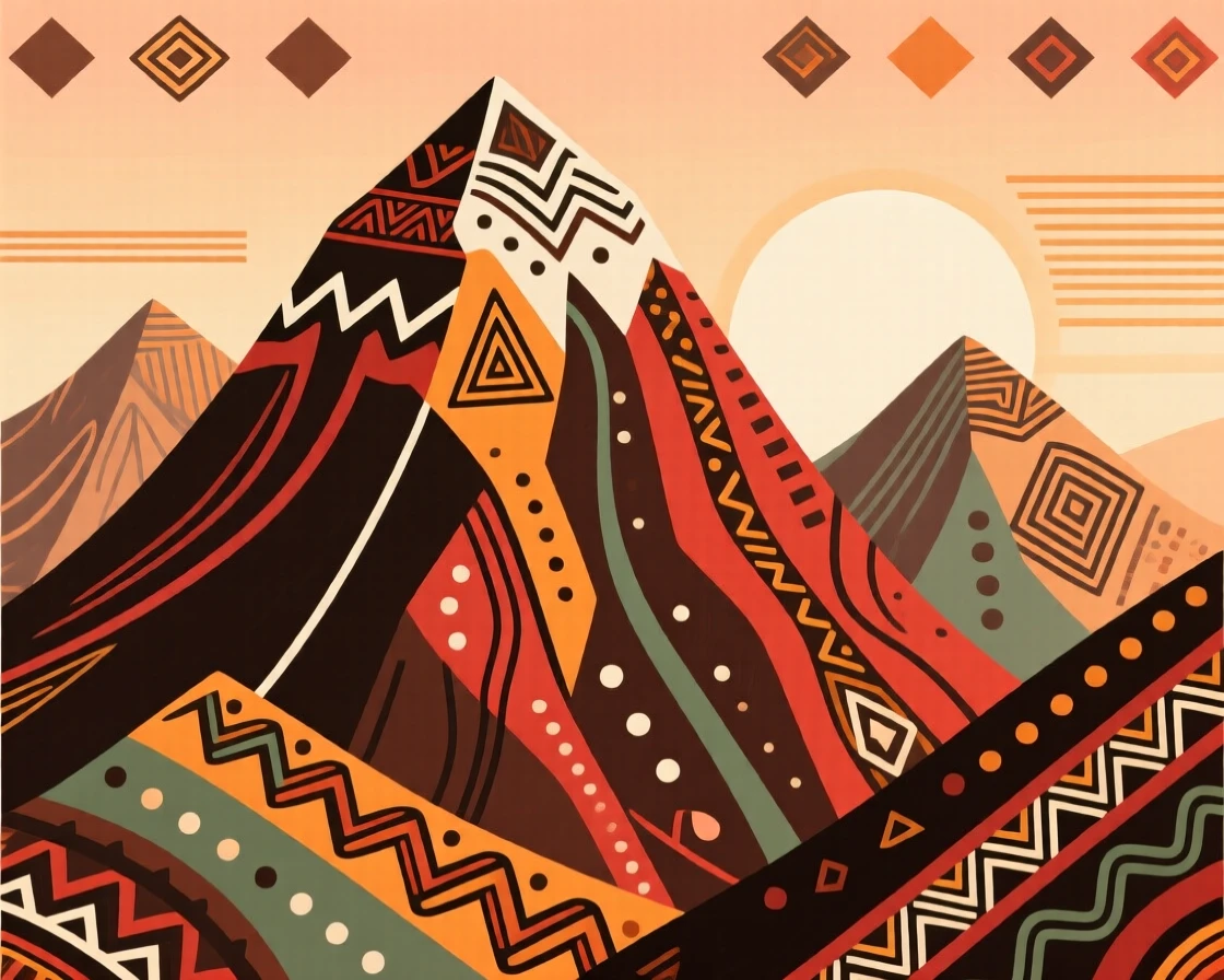 A towering mountain range dusted with the first light of dawn.
