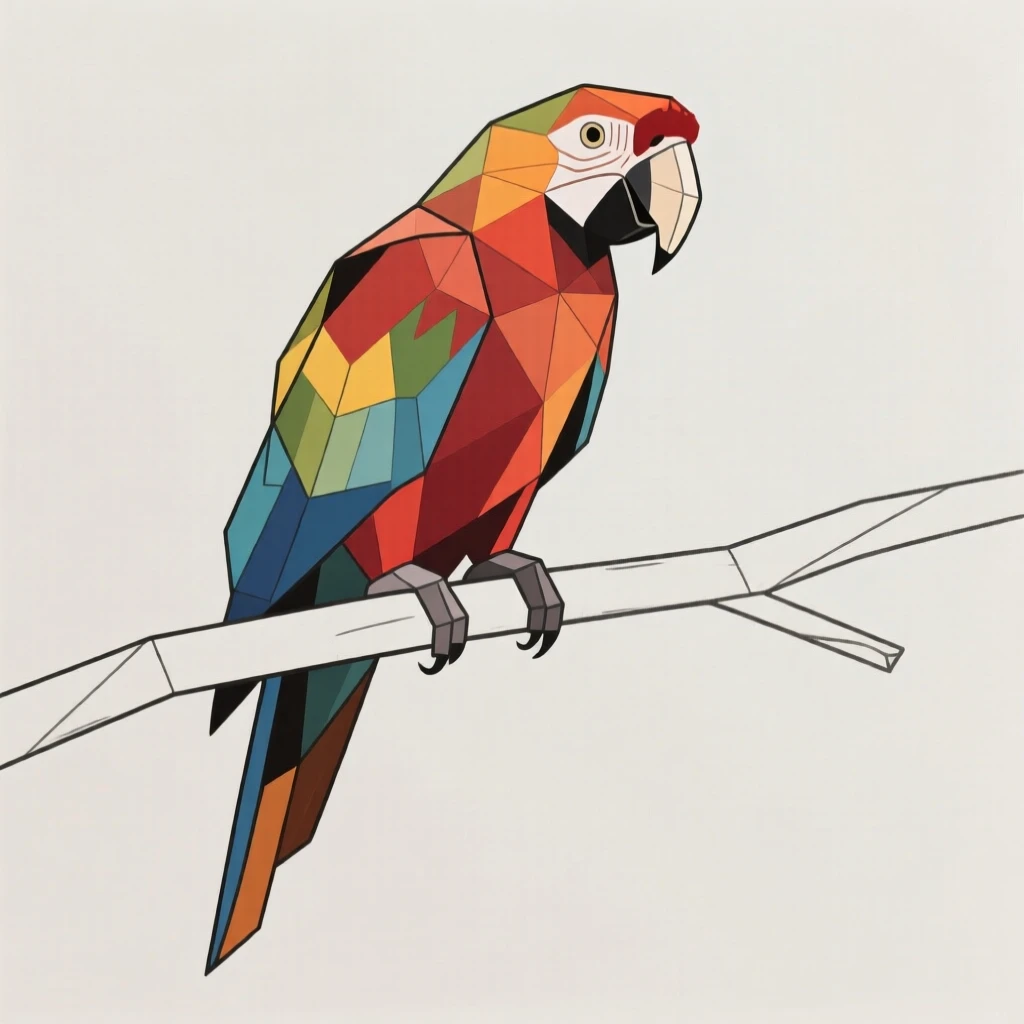 A macaw with vivid plumage perched on a branch