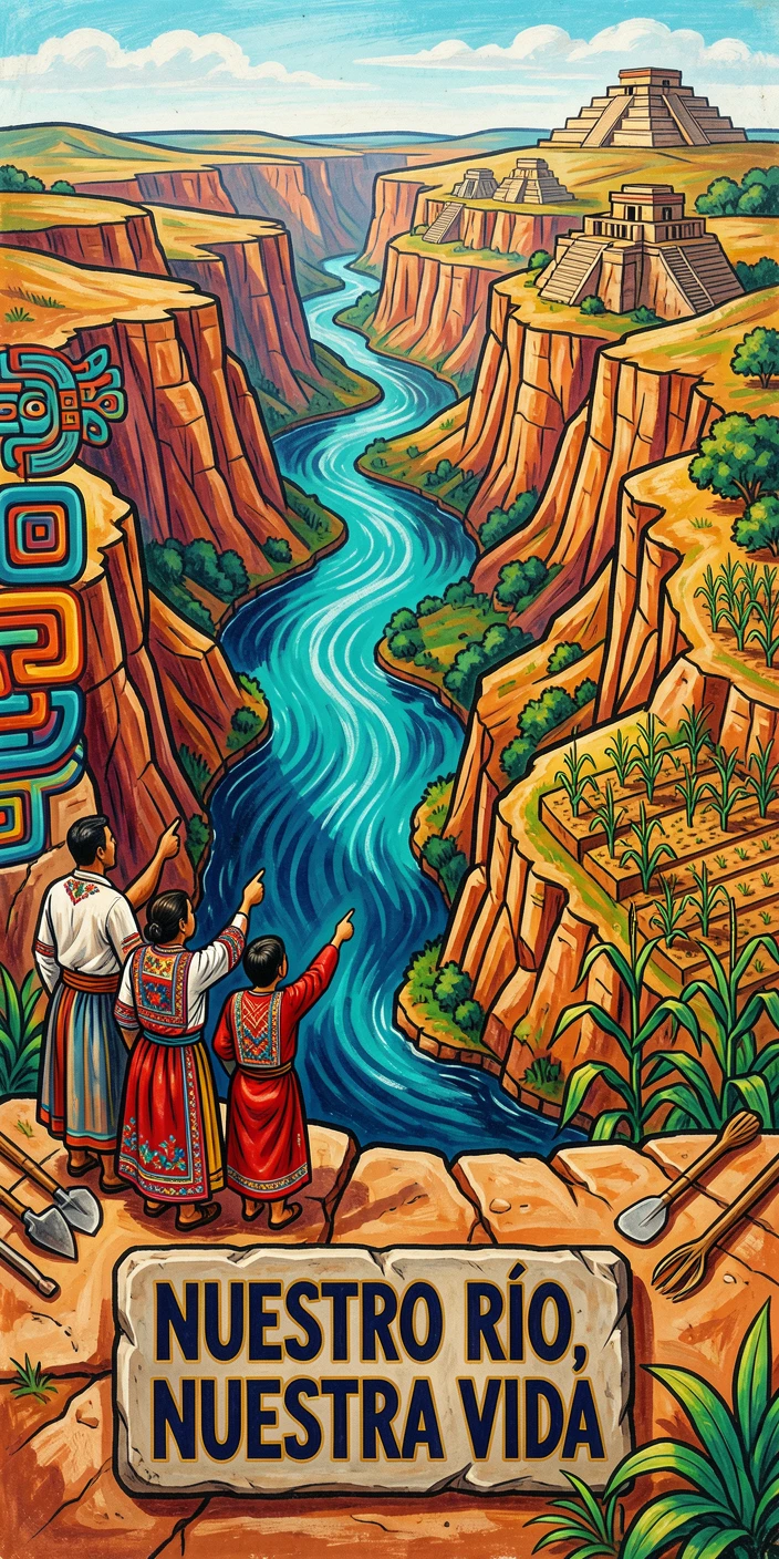A scenic overlook showing a river winding through a canyon