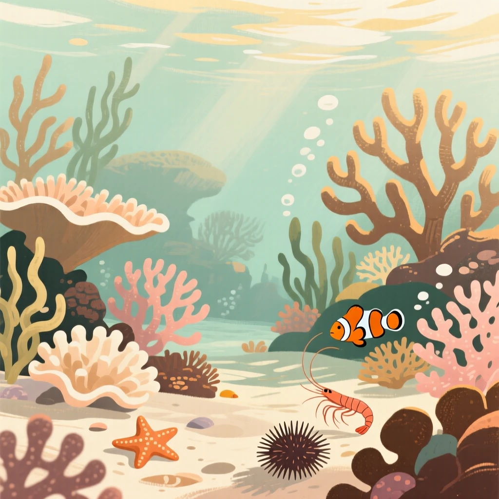 A study of a coral reef ecosystem teeming with small creatures