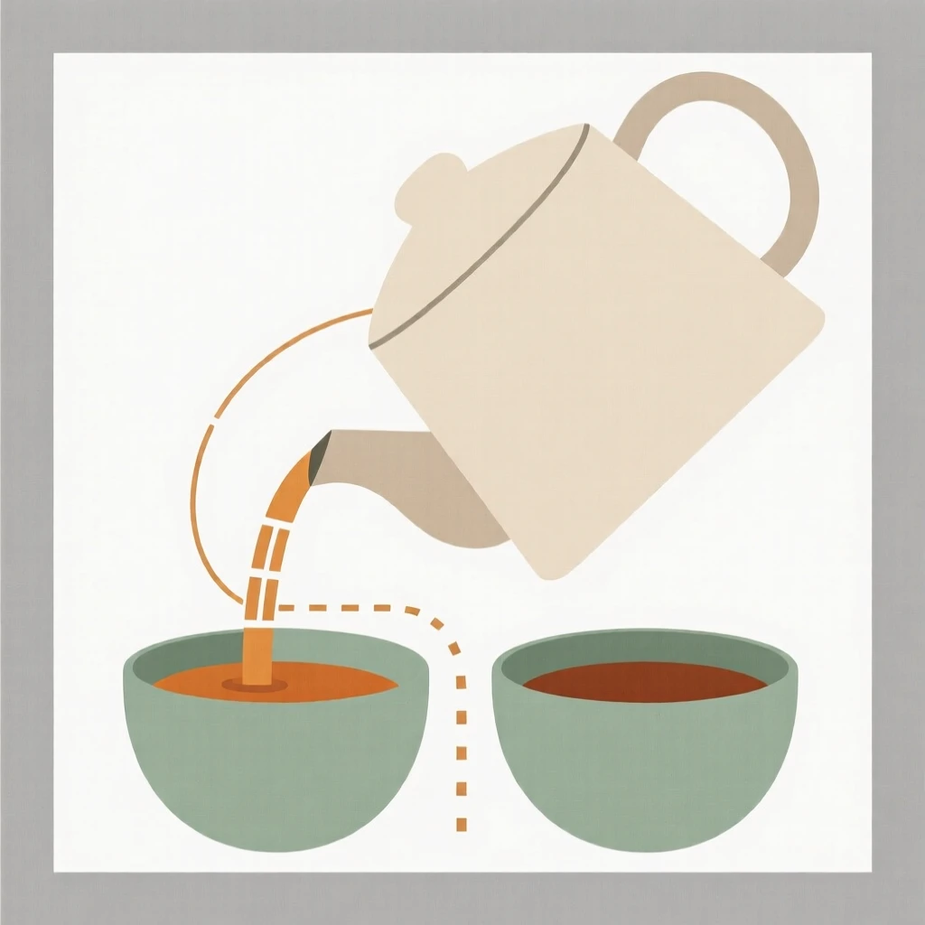 A pot of tea being poured into cups