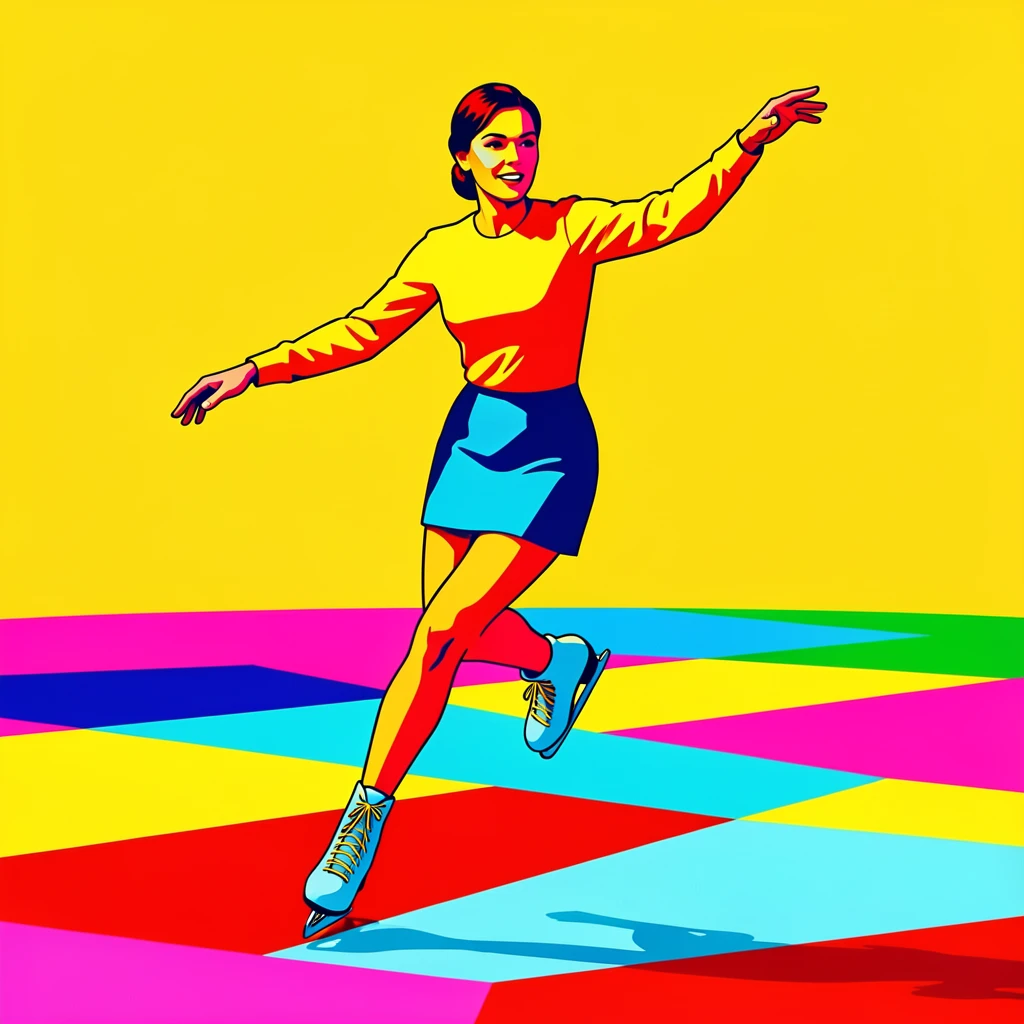Woman ice skating gracefully on a frozen pond