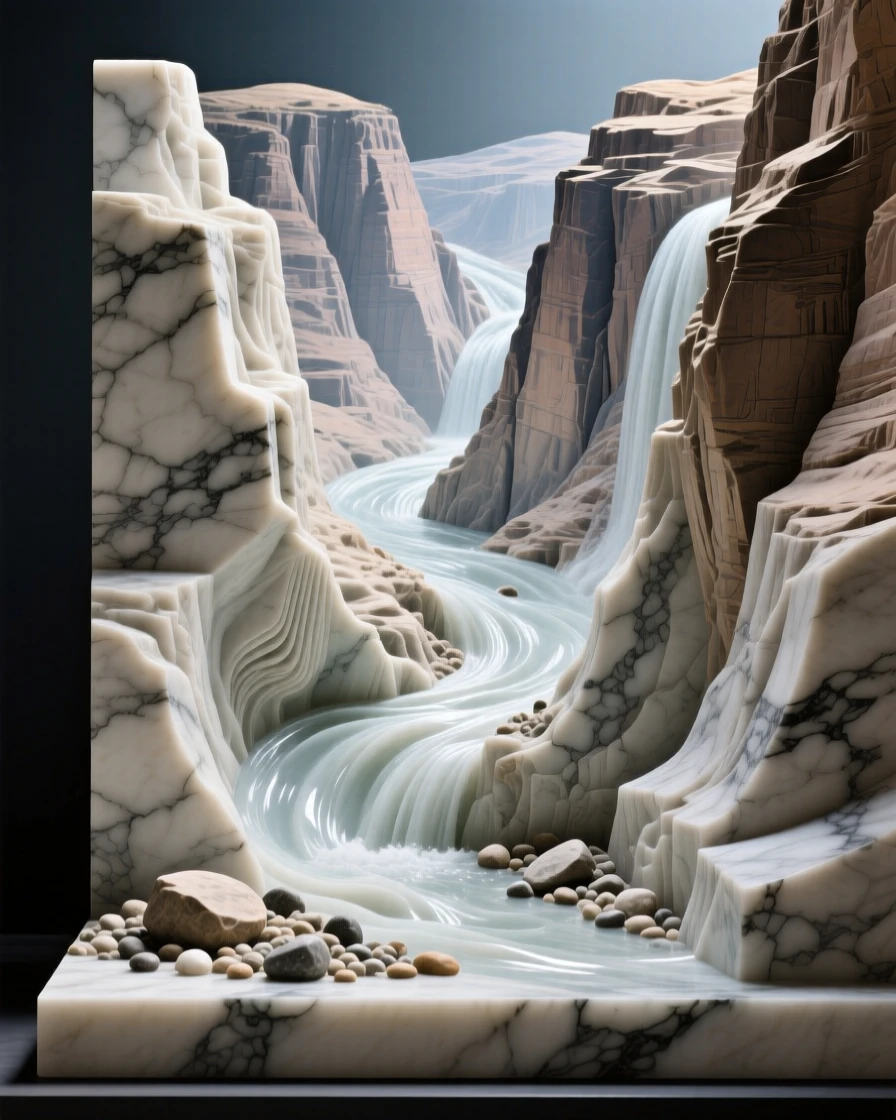 A sweeping, cinematic composition of a canyon carved by centuries of flowing water, capturing the raw beauty of the natural world