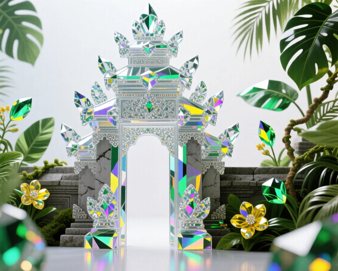 A traditional Balinese temple gate framed by tropical jungle foliage.