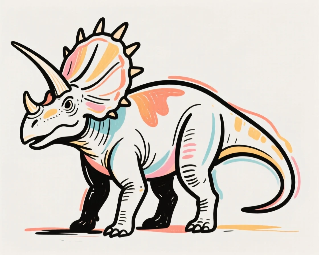 A Styracosaurus standing proudly with its spiked frill on display.