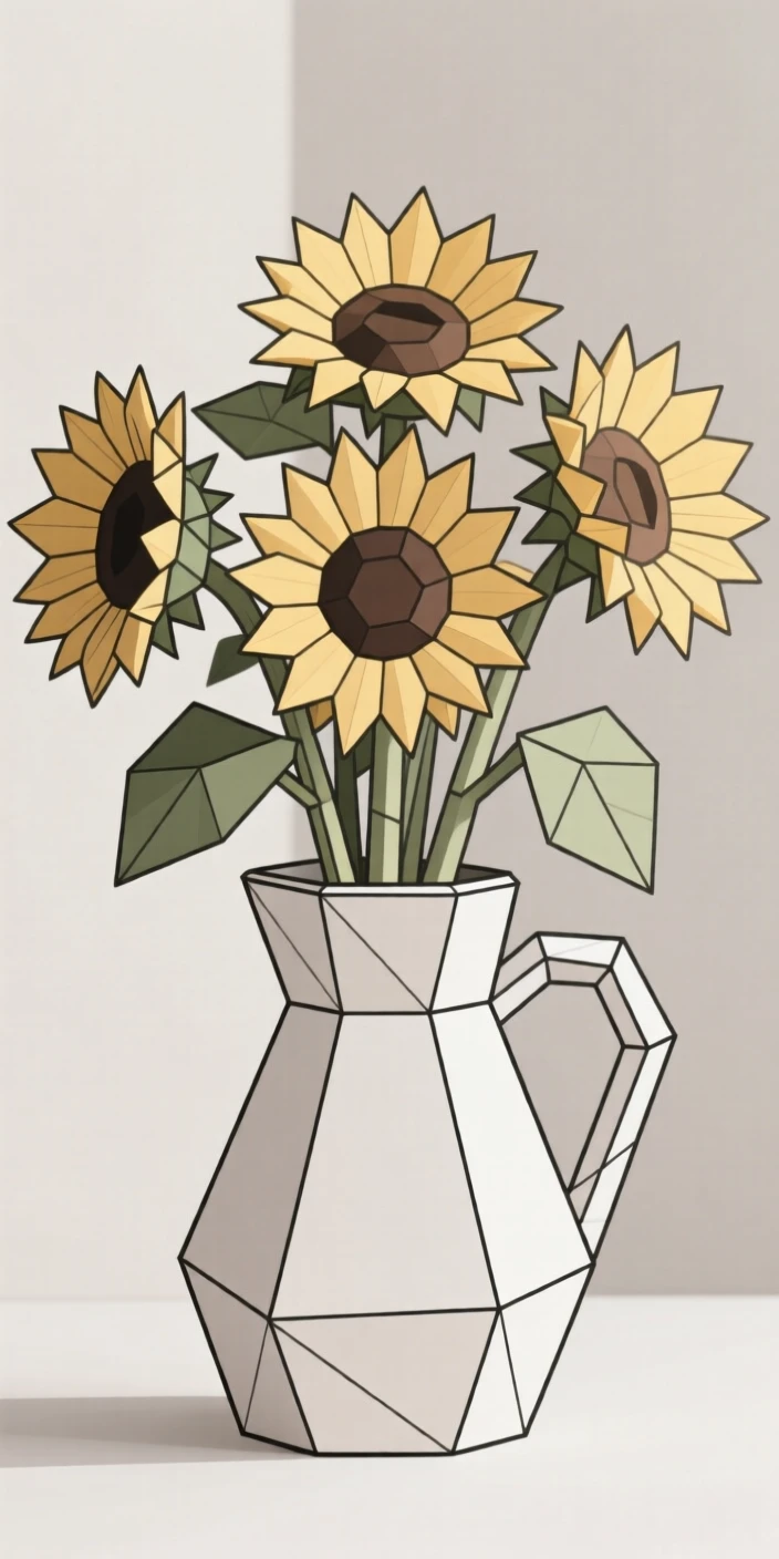 A still life of a bouquet of sunflowers in a jug