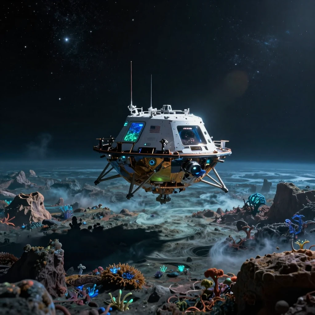 A deep space probe mapping an uncharted region of the seafloor at the edge of the solar system