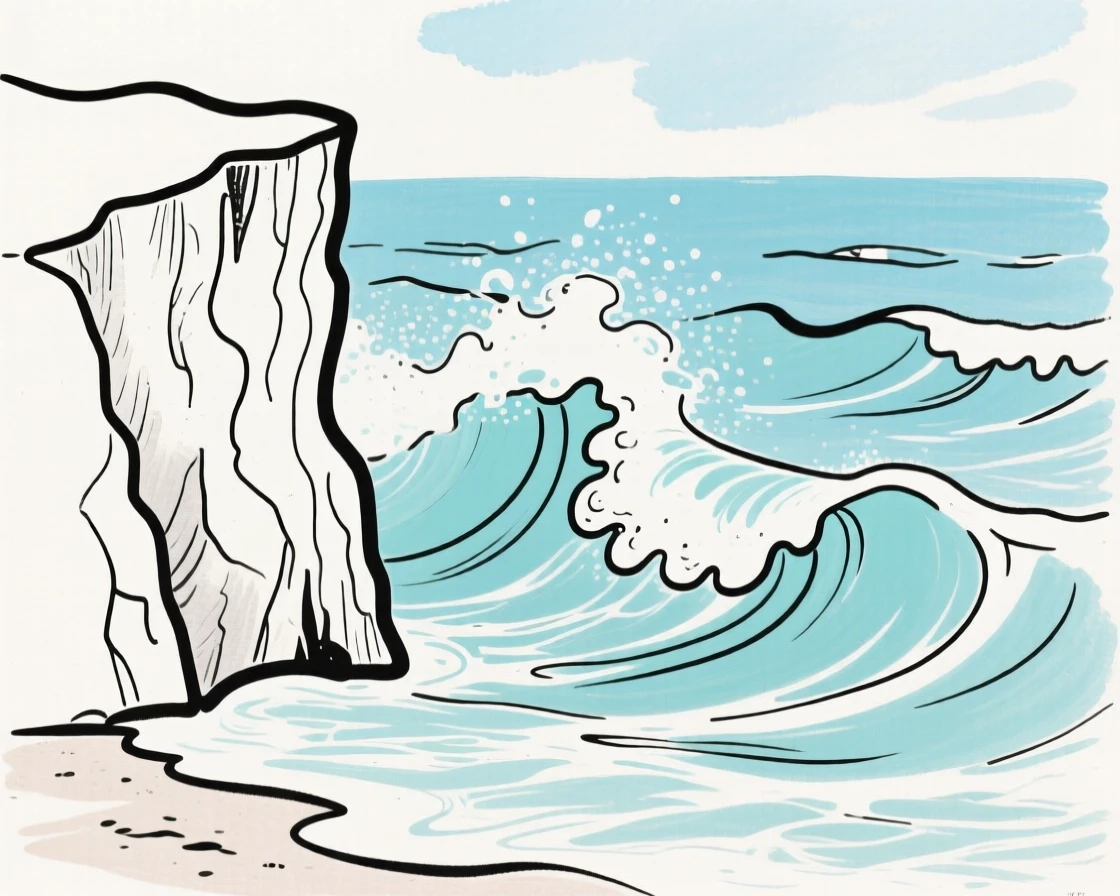 A coastal cliff with crashing waves