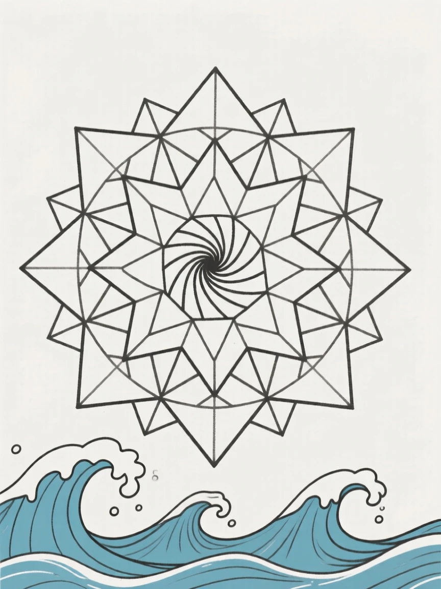 A decorative mandala inspired by ocean wave spirals